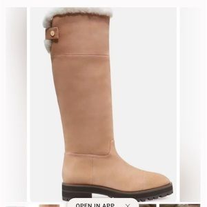 NWT Stuart Weitzman Alpine Shearling Trim leather Knee High Leather boots $895.